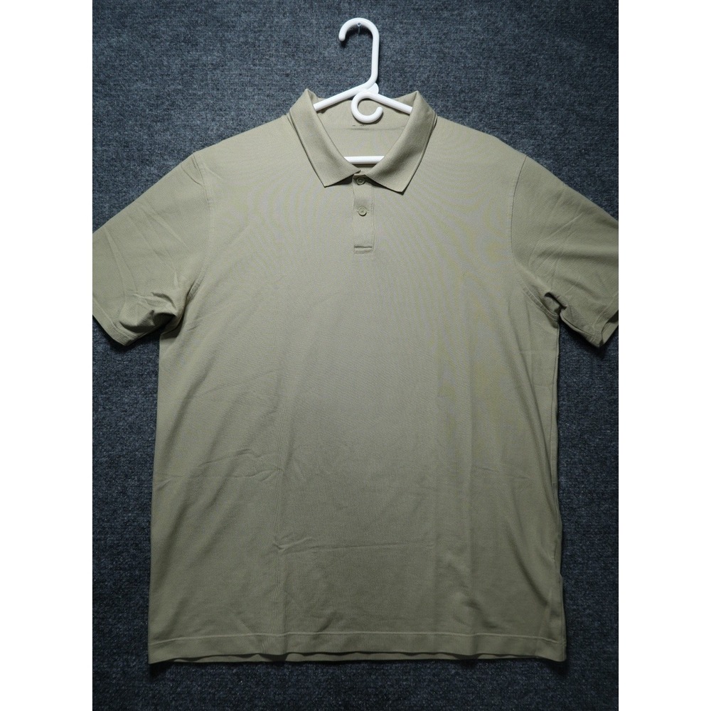 Lululemon Evolution Polo Shirt Mens XL Tan Khaki Short Sleeve Pique Athletic
